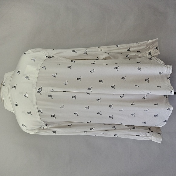 Beachlunchlounge Owl Print Button Down White/Navy Size 1X NWT - Picture 6 of 14